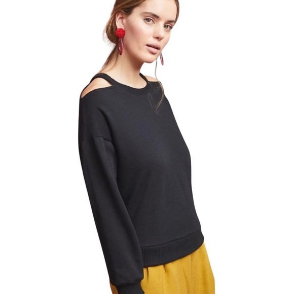 Anthropologie MAEVE French Terry Cold Shoulder Sweatshirt Sz. Medium - Picture 2 of 7